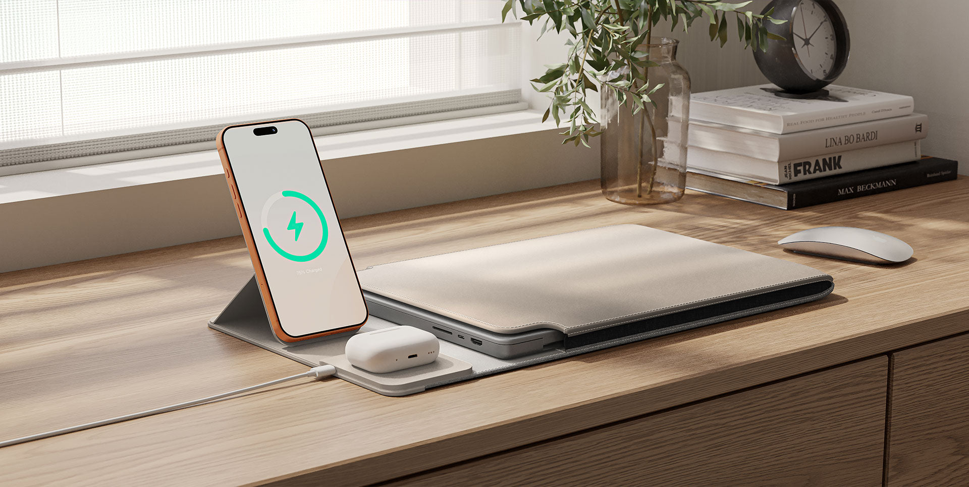 New NEXA Lift Doubles as Protective Sleeve, Phone Stand, Dual Wireless Charger, and Mousepad.